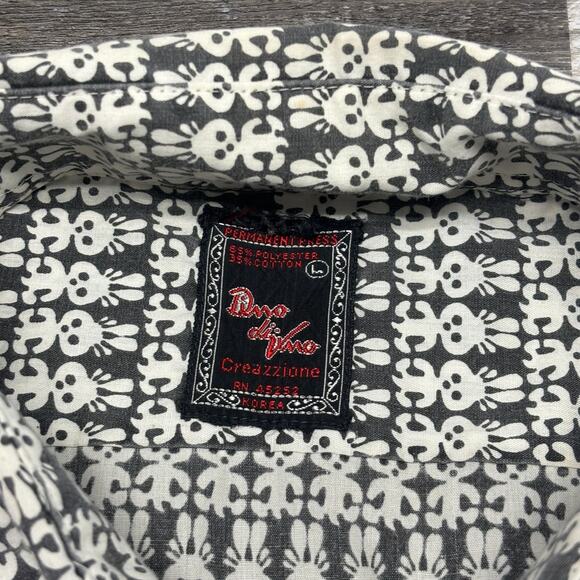 Vintage 70s Dino‎ Divino Creazzione AOP Bunny Patterned Gray Mens L Disco Shirt - Picture 4 of 9